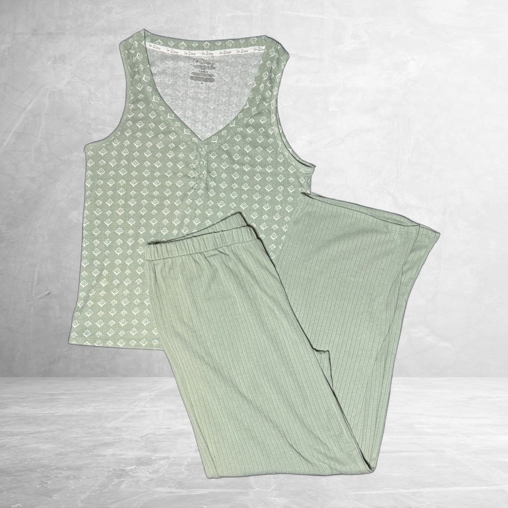 NWOT Live2Lounge Ladies 2 Piece Olive Green Pajama‎ Lounge Set Size M Intimates